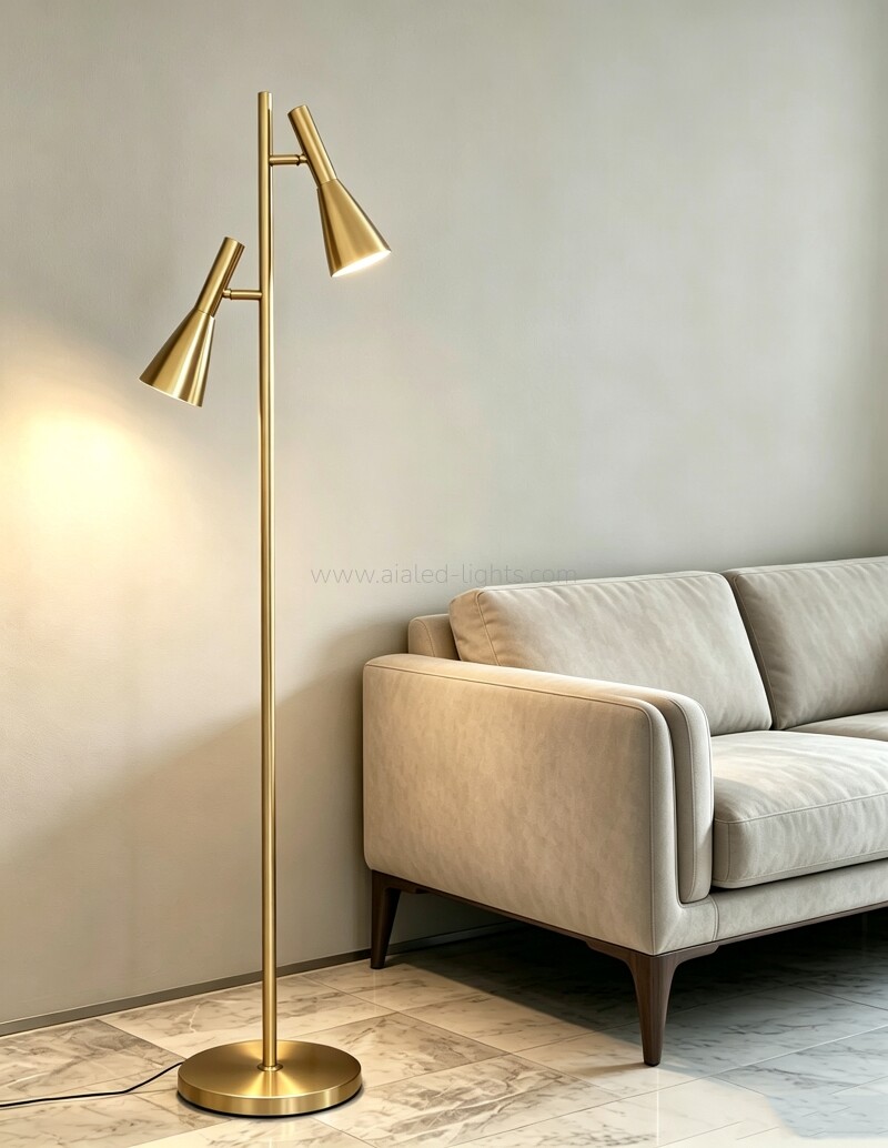 Dual Head Floor Light standard Lamp E27 Modrn Adjustable