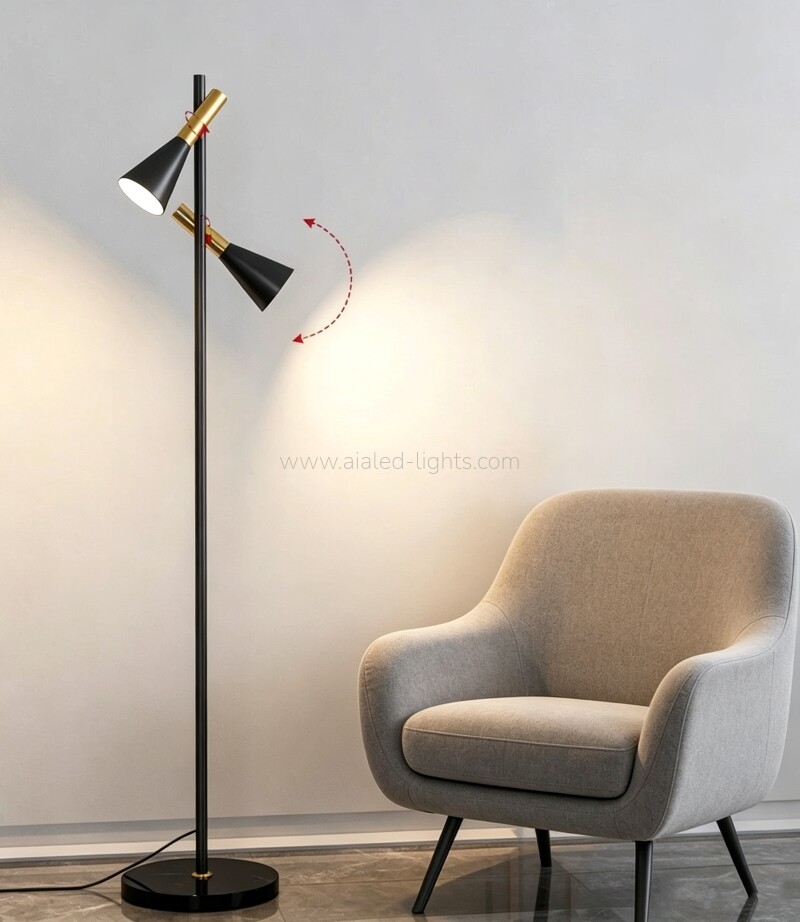Dual Head Floor Light standard Lamp E27 Modrn Adjustable