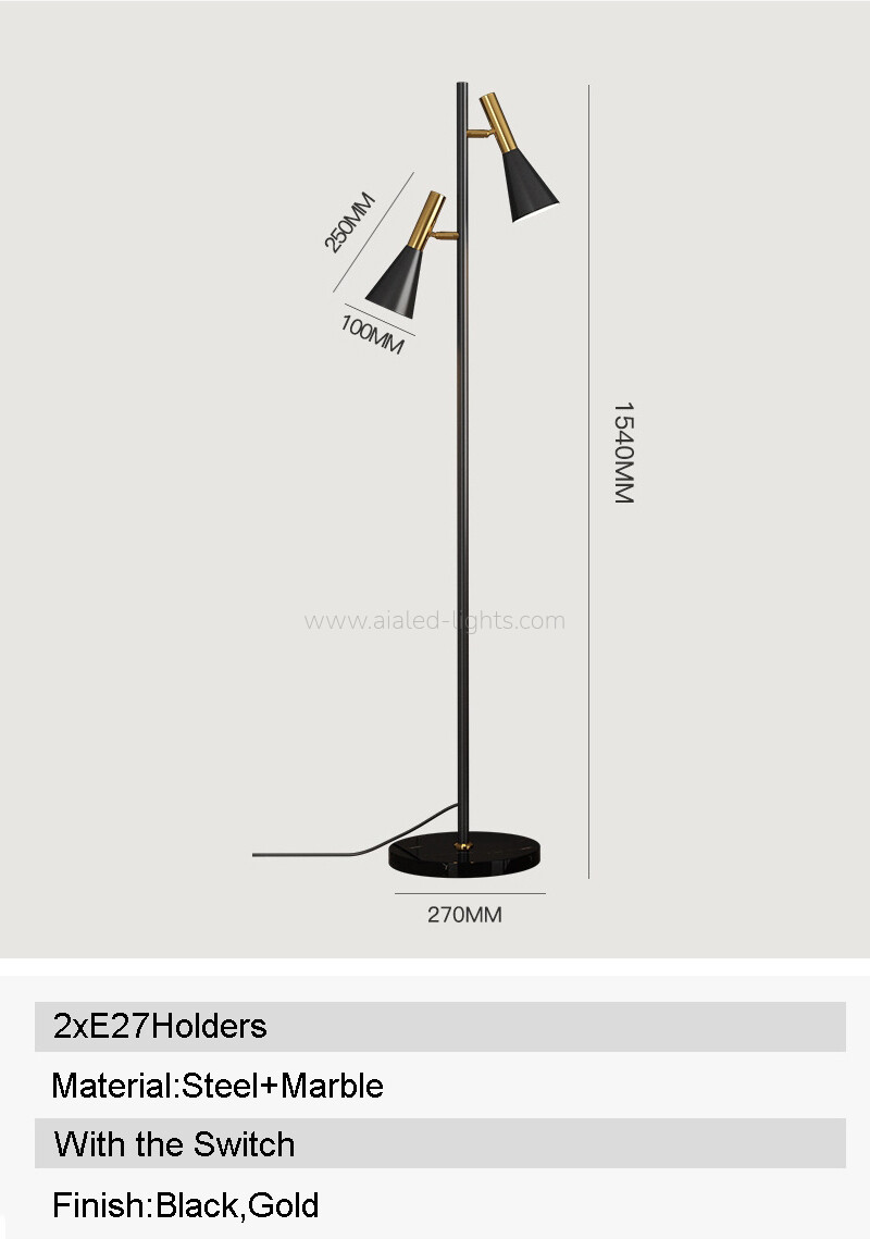 dual head floor light standard lamp e27 modrn adjustable