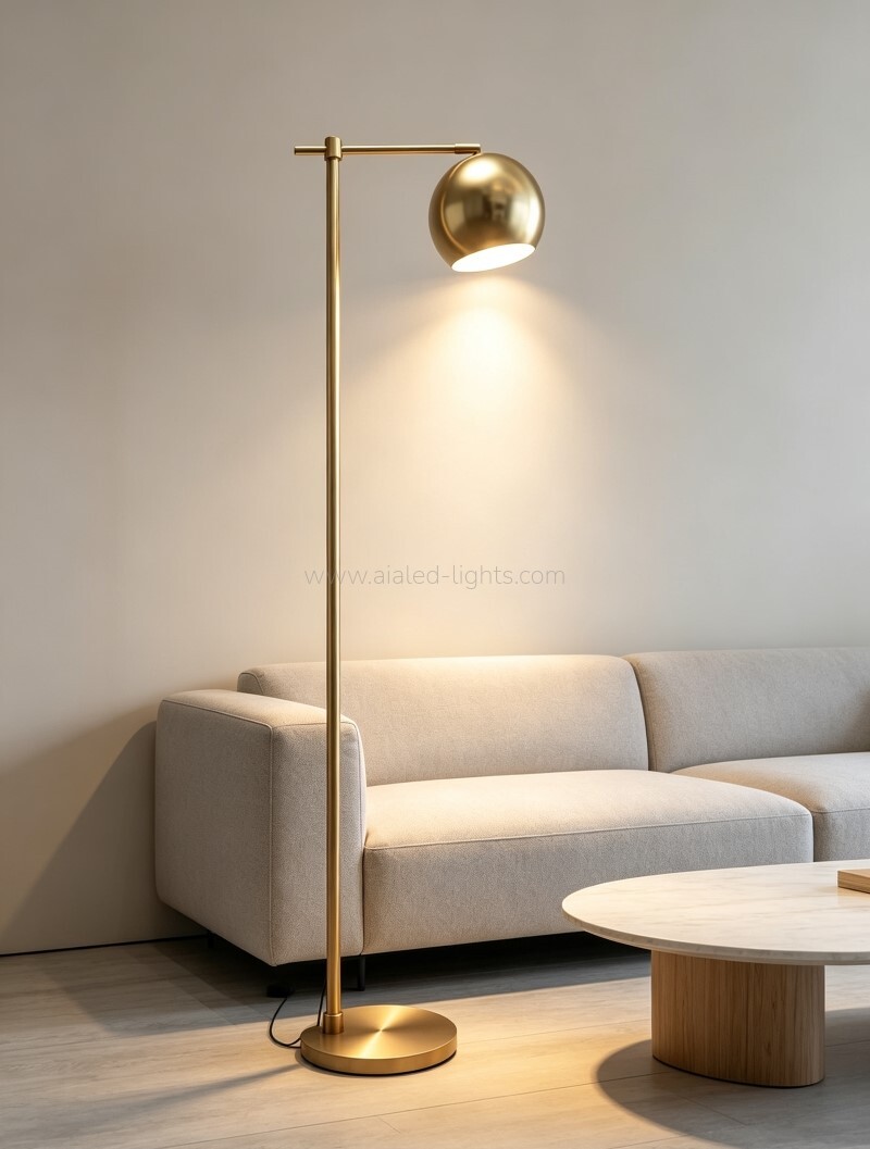 Minimalist Floor Lamp Adjustable Globe Shade Standing Reading Lamp E27 for Hotel