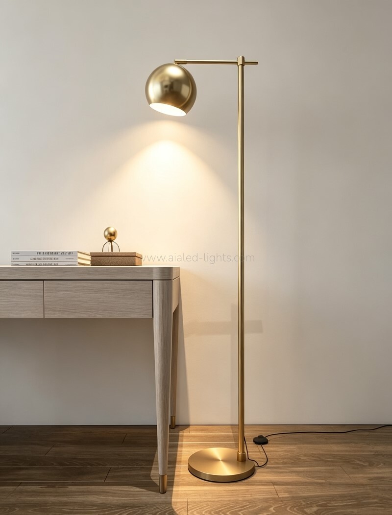 Minimalist Floor Lamp Adjustable Globe Shade Standing Reading Lamp E27 for Hotel