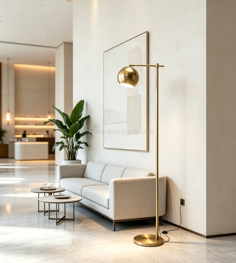 Minimalist Floor Lamp Adjustable Globe Shade Standing Reading Lamp E27 for Hotel
