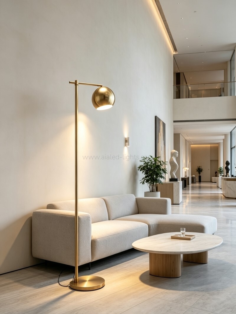 Minimalist Floor Lamp Adjustable Globe Shade Standing Reading Lamp E27 for Hotel