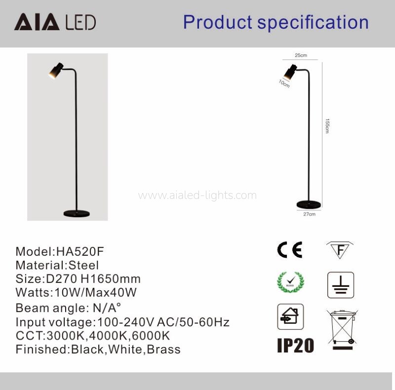 Floor Lamp Contemporary Flexible Metal Shade Reading Sdanding Light E27