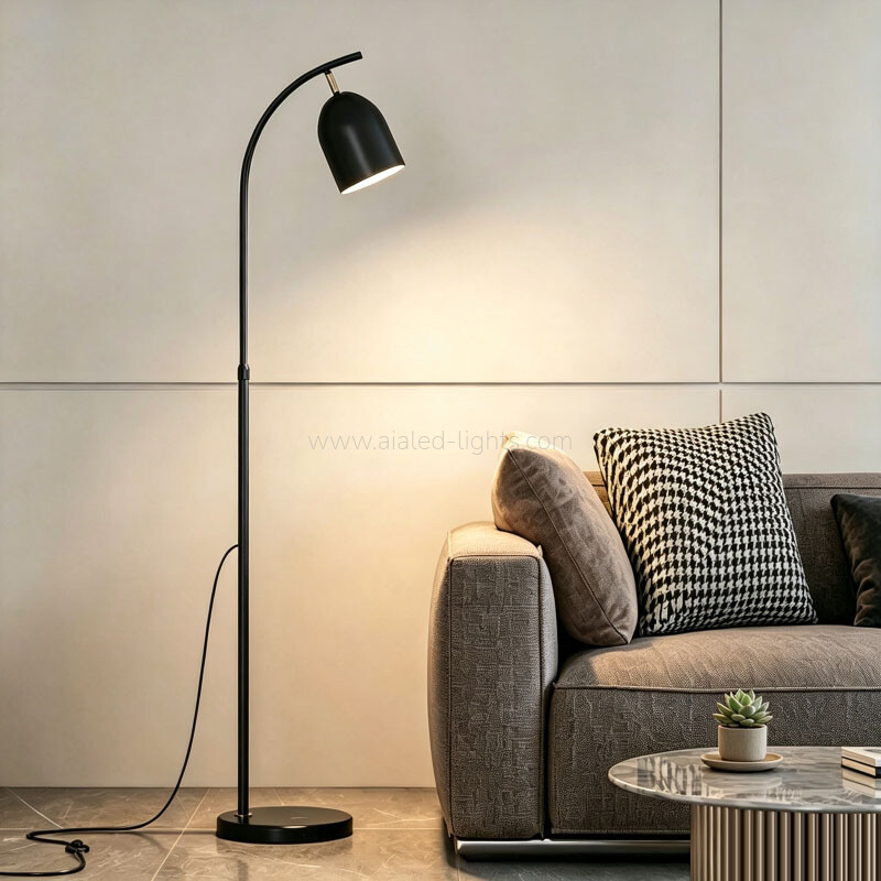 Floor Lamp with Marble Base Modern Curved Arm Metal Reading Floor Lamp E27
