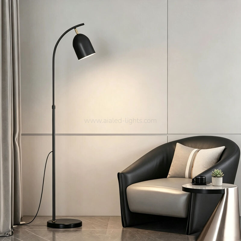 Floor Lamp with Marble Base Modern Curved Arm Metal Reading Floor Lamp E27