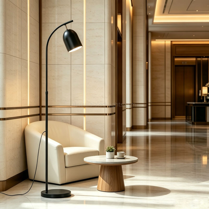 Floor Lamp with Marble Base Modern Curved Arm Metal Reading Floor Lamp E27