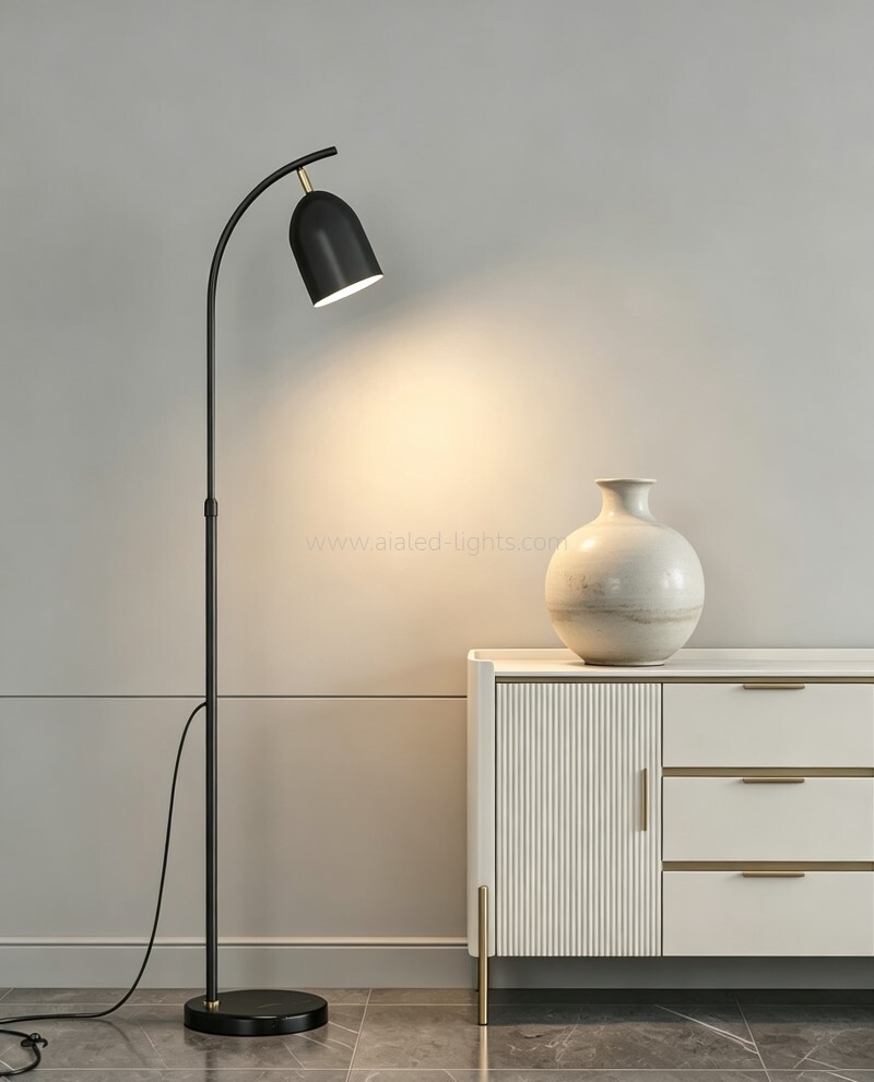 Floor Lamp with Marble Base Modern Curved Arm Metal Reading Floor Lamp E27