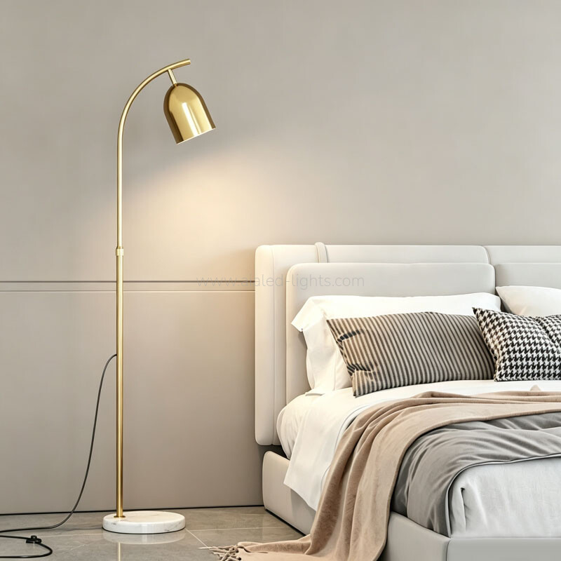 Floor Lamp with Marble Base Modern Curved Arm Metal Reading Floor Lamp E27