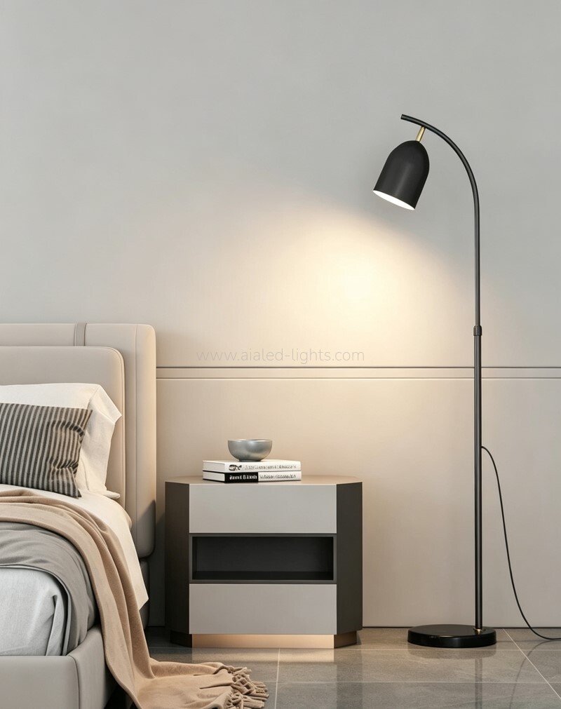 Floor Lamp with Marble Base Modern Curved Arm Metal Reading Floor Lamp E27