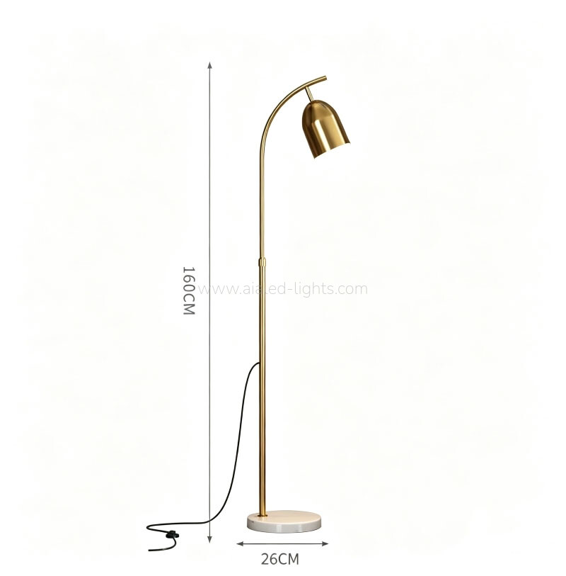 Floor Lamp with Marble Base Modern Curved Arm Metal Reading Floor Lamp E27