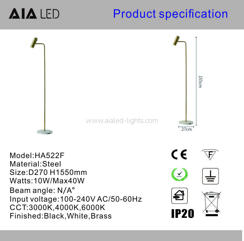 Modern LED Floor Lamp Standing Floor Light for Living Room Bedroom Office Home E27