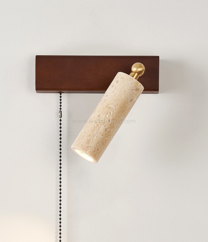 Travertine Wooden 3W Bed Reading Wall Lamp with Pull Chain or Touch switch