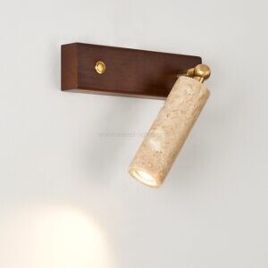 travertine wooden 3w adjustable bedside reading wall light with pull chain switch