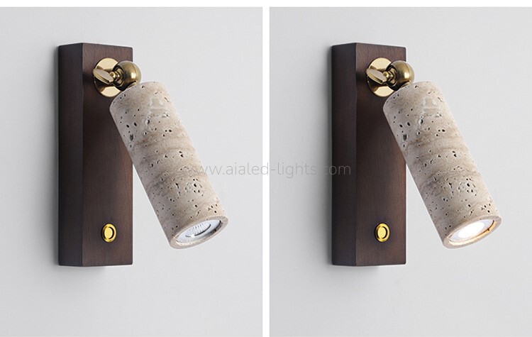 Travertine Wooden 3W Bed Reading Wall Lamp with Pull Chain or Touch switch
