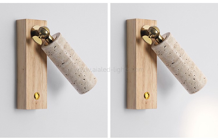 Travertine Wooden 3W Bed Reading Wall Lamp with Pull Chain or Touch switch