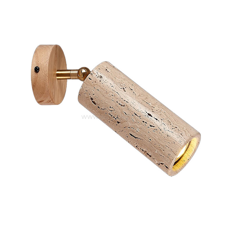 travertine wooden e27 5w headboard wall lamp with pull chain or touch switch