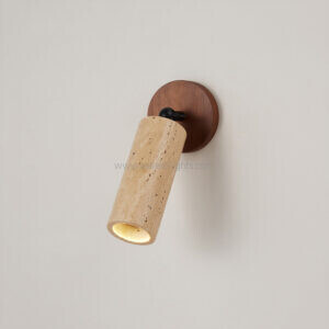 travertine wooden e27 5w headboard wall lamp with pull chain or touch switch