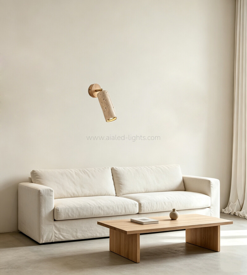 travertine wooden e27 5w headboard wall lamp with pull chain or touch switch