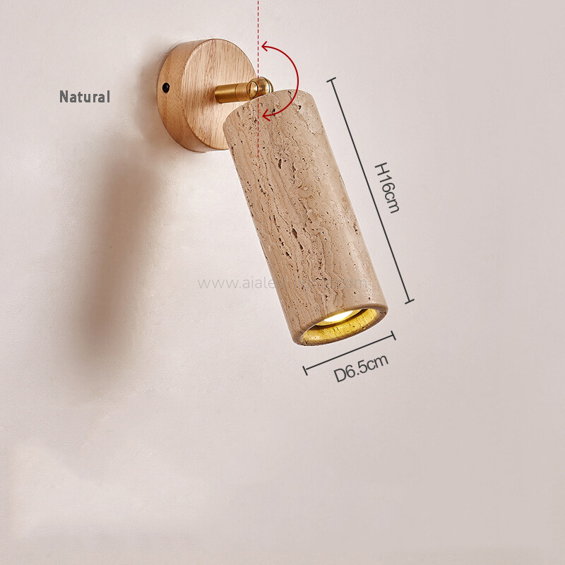 travertine wooden e27 5w headboard wall lamp with pull chain or touch switch