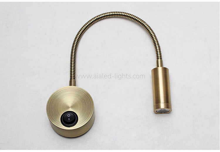 Gooseneck Bedside Reading Wall Lamp 3W with Cable Plug Switch