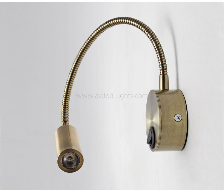 Gooseneck Bedside Reading Wall Lamp 3W with Cable Plug Switch