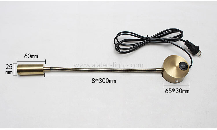 Gooseneck Bedside Reading Wall Lamp 3W with Cable Plug Switch