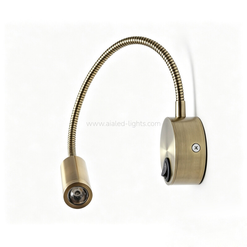 Gooseneck Bedside Reading Wall Lamp 3W with Cable Plug Switch