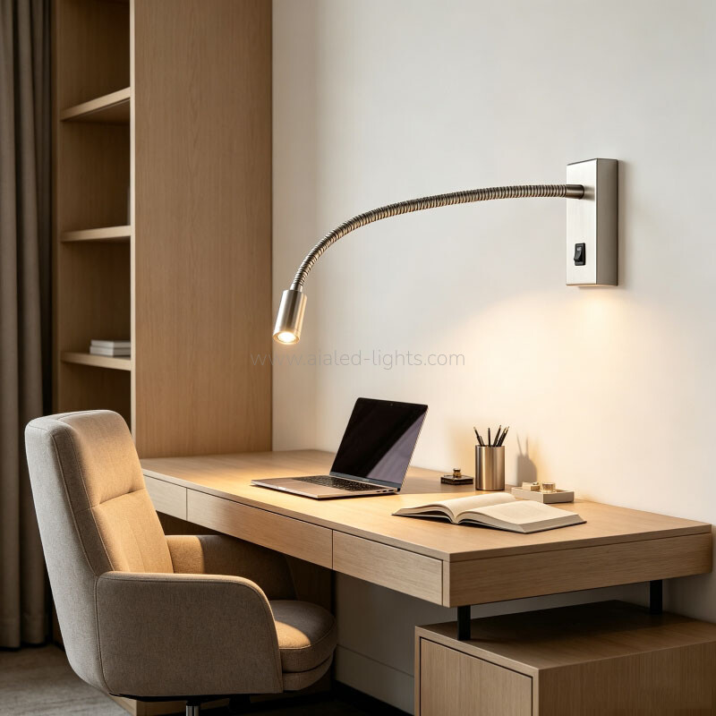 Surface Gooseneck Reading Wall Lamp 3W Swanneck Bedside Spotlight
