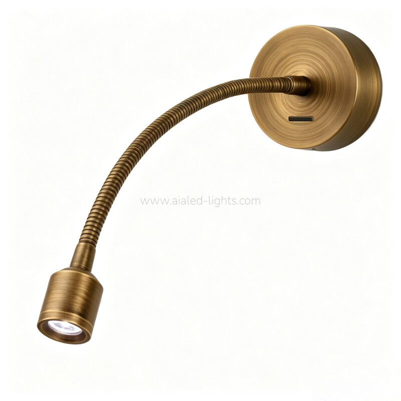 Wall Mounted Gooseneck Bedside Wall Lamp 3W Hotel Spotlight