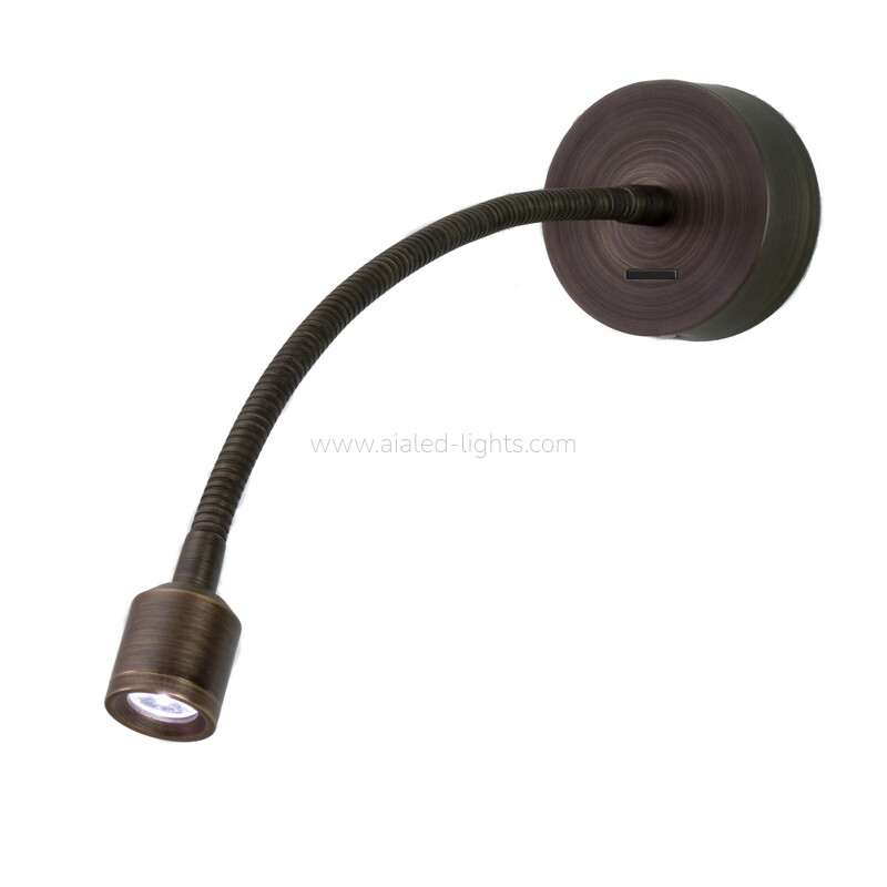 Wall Mounted Gooseneck Bedside Wall Lamp 3W Hotel Spotlight
