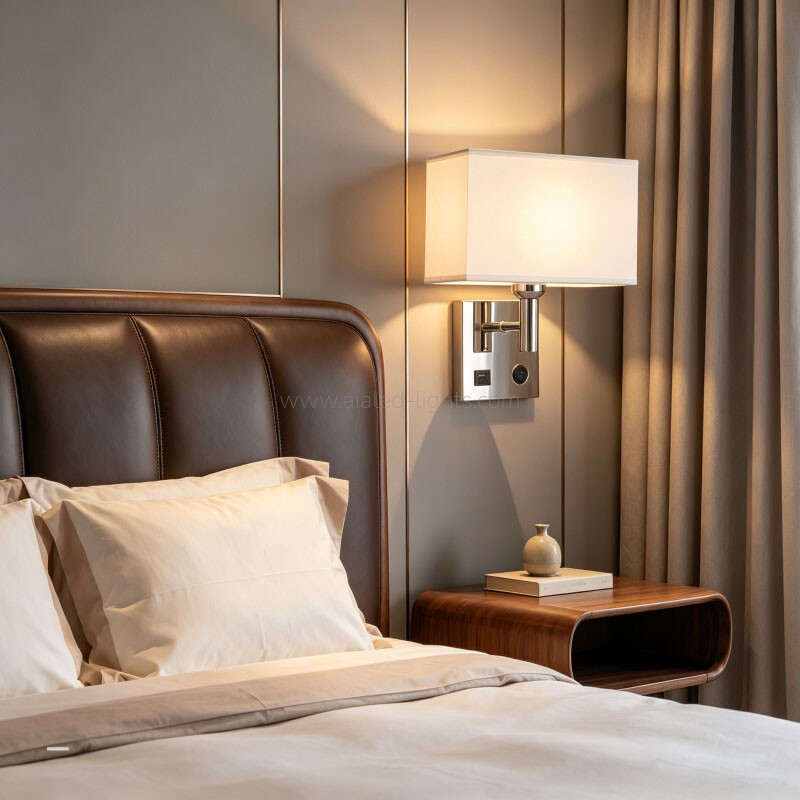Wall Mounting Reading Lamp Fabric Shade E27 Wall Lamp USB or Type-C
