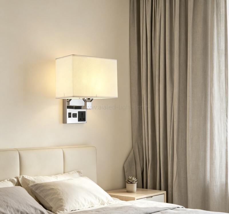 Sqaure Shade Surface Wall Lamp E27 Wall Light USB Socket