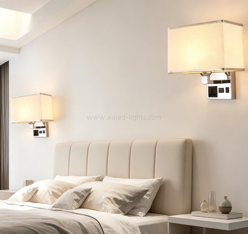 Sqaure Shade Surface Wall Lamp E27 Wall Light USB Socket