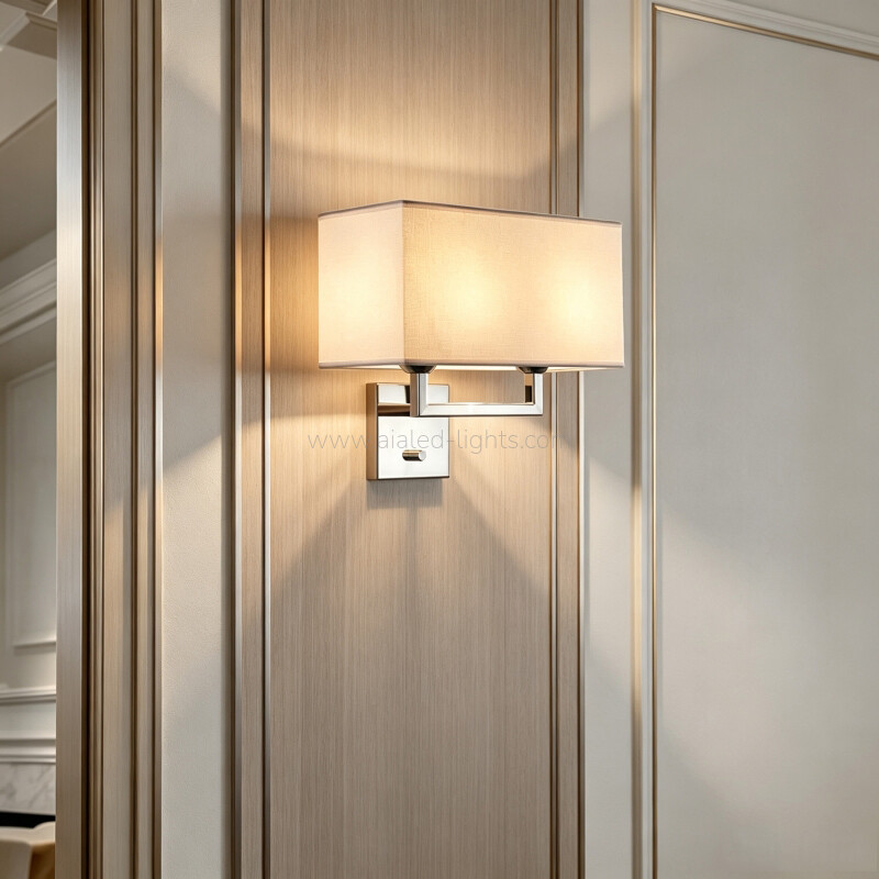 sqaure fabrid shade wall lamp sconce e27 wall light usb
