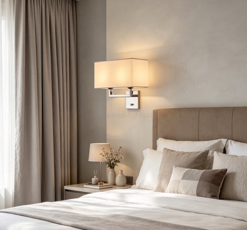 sqaure fabrid shade wall lamp sconce e27 wall light usb