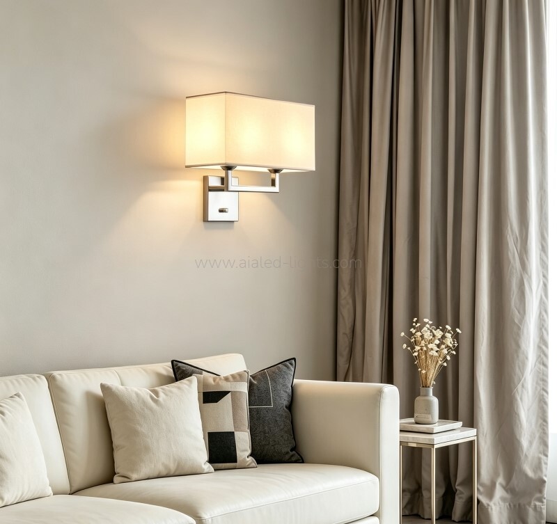 sqaure fabrid shade wall lamp sconce e27 wall light usb