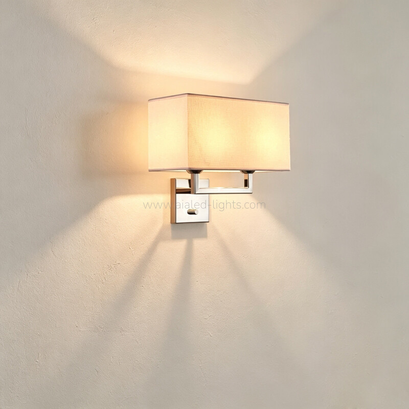 sqaure fabrid shade wall lamp sconce e27 wall light usb