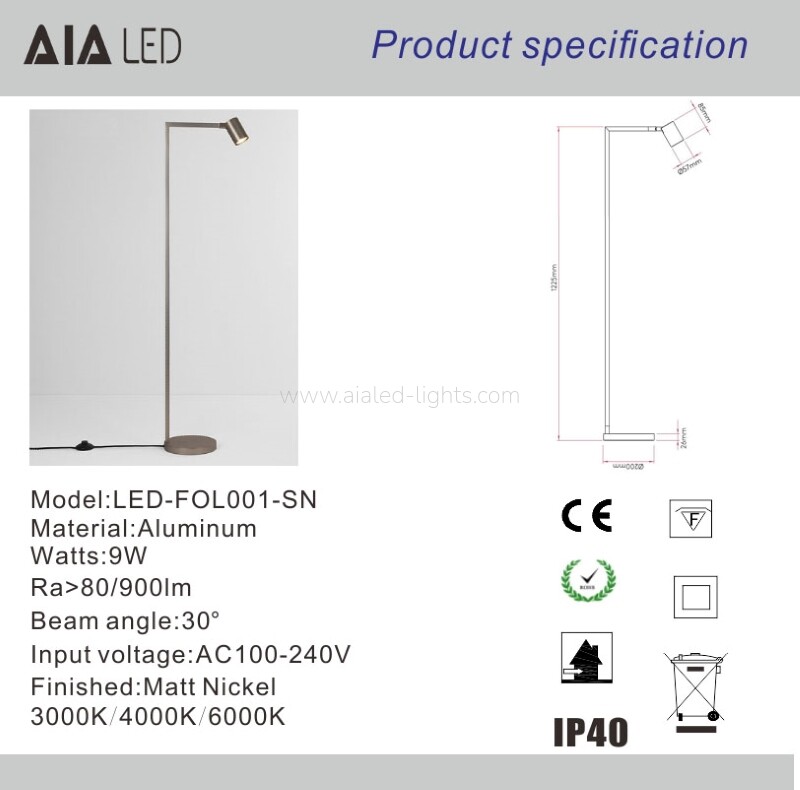 Modern Rotatable Spotlight Floor Lamp GU10 Standing Lamp for Hotel Villa