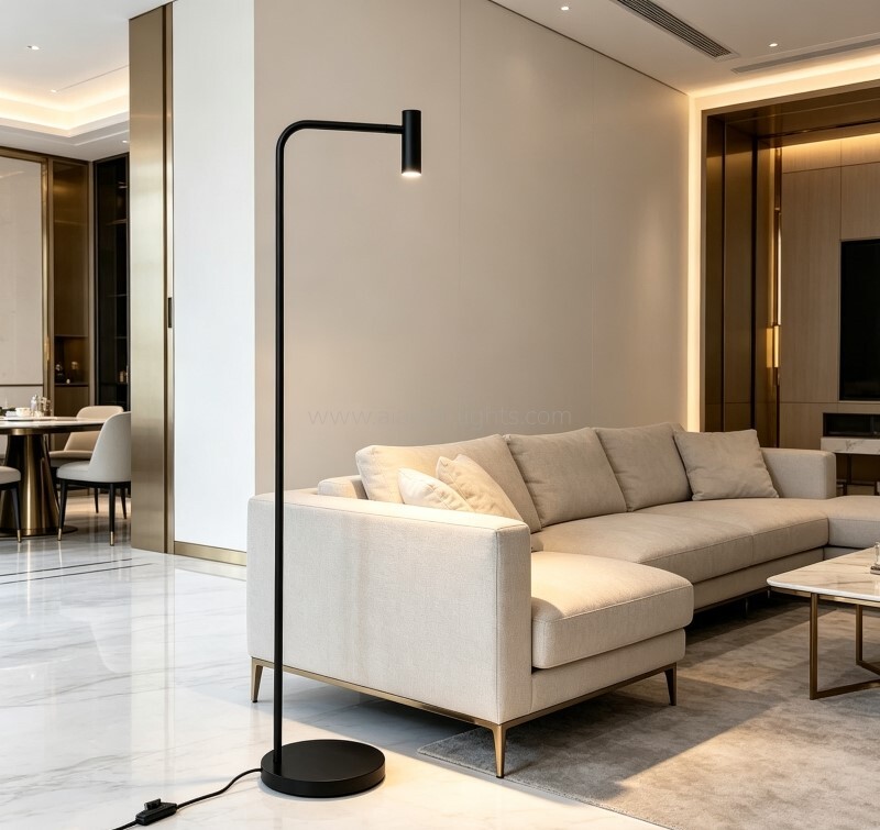 Scandinavian Rotatable Spotlight Floor Lamp Slim LED Accent Lamp for Living Room Corner 3W