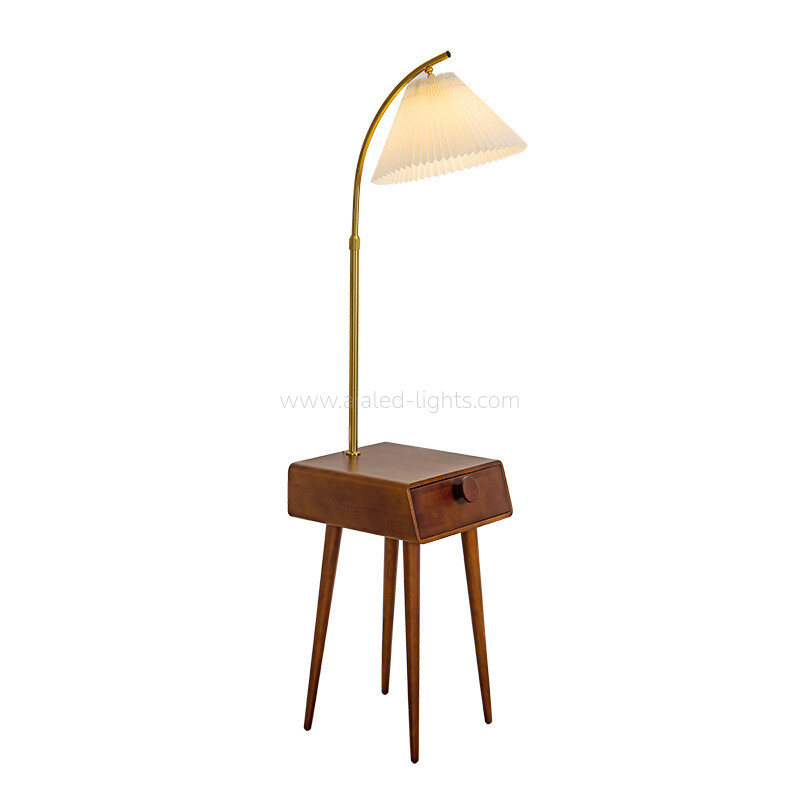 wooden floor lamp with table and drawer reading standard lamp for living room e27