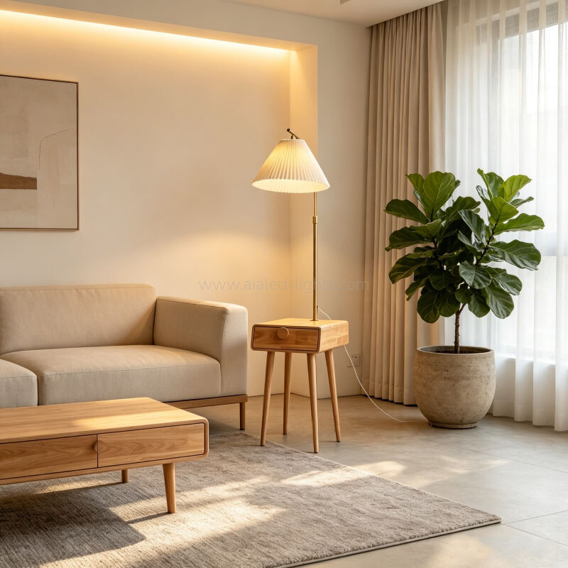 wooden floor lamp with table and drawer reading standard lamp for living room e27