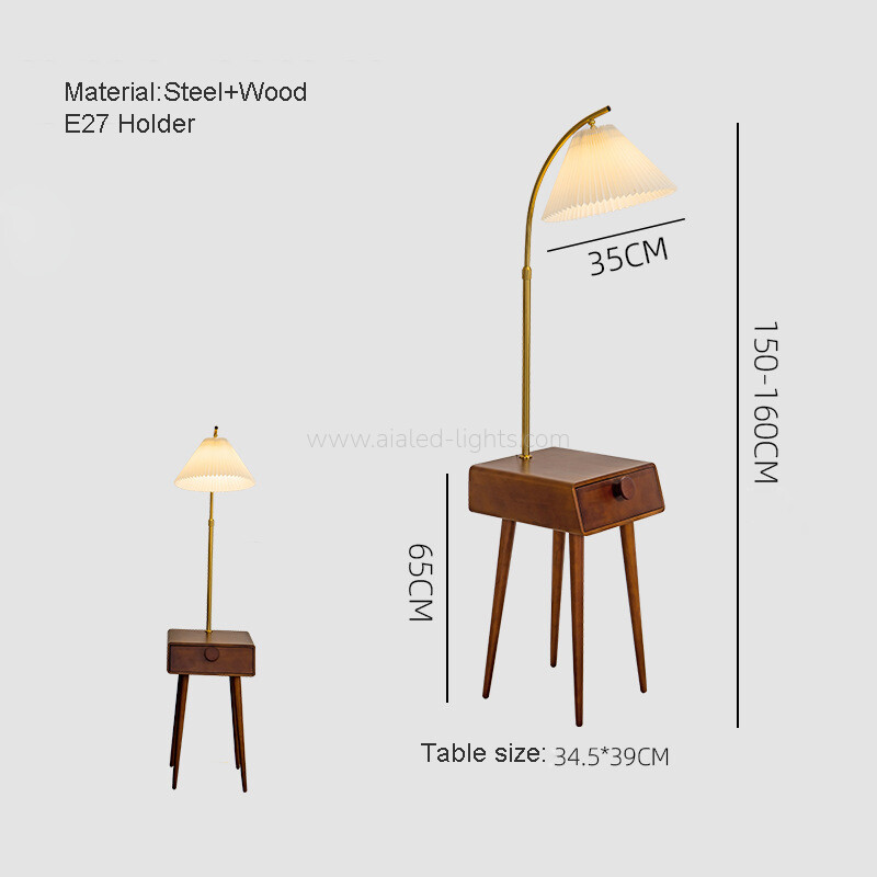 wooden floor lamp with table and drawer reading standard lamp for living room e27