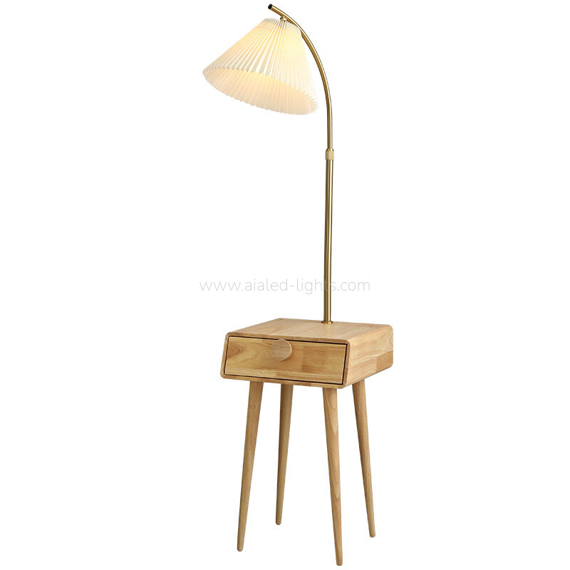 wooden floor lamp with table and drawer reading standard lamp for living room e27
