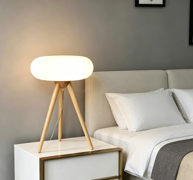 Wooden Acrylic Floor Lamp Round Standing Lamp Table Lamp E27 for Villa