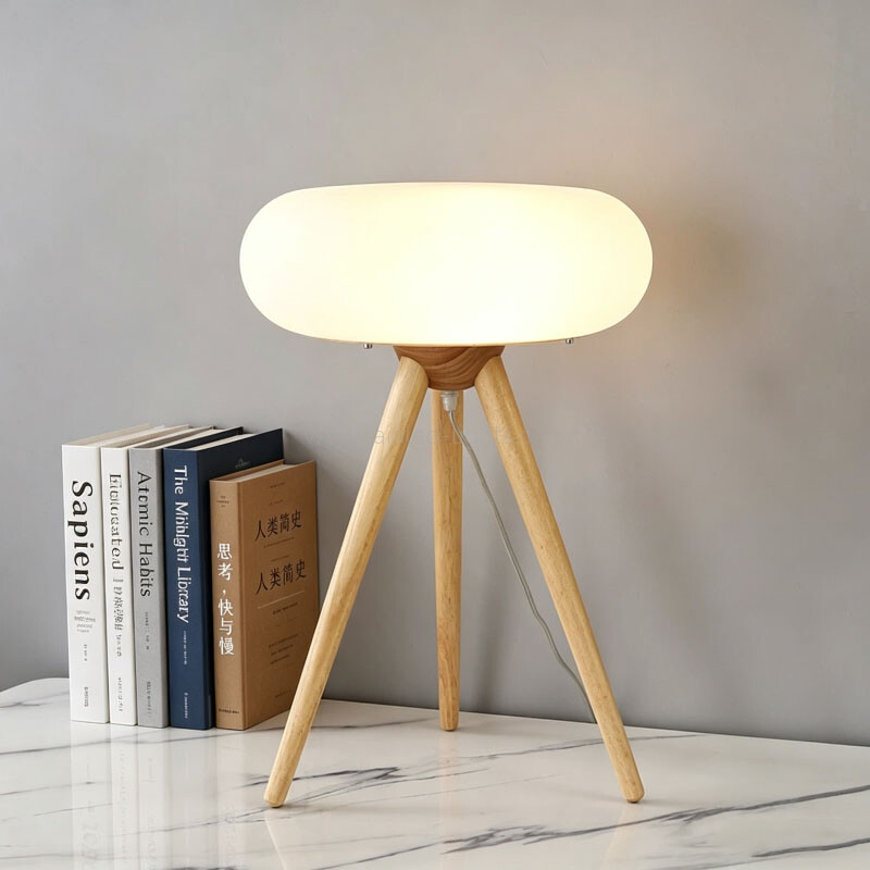 Wooden Acrylic Floor Lamp Round Standing Lamp Table Lamp E27 for Villa