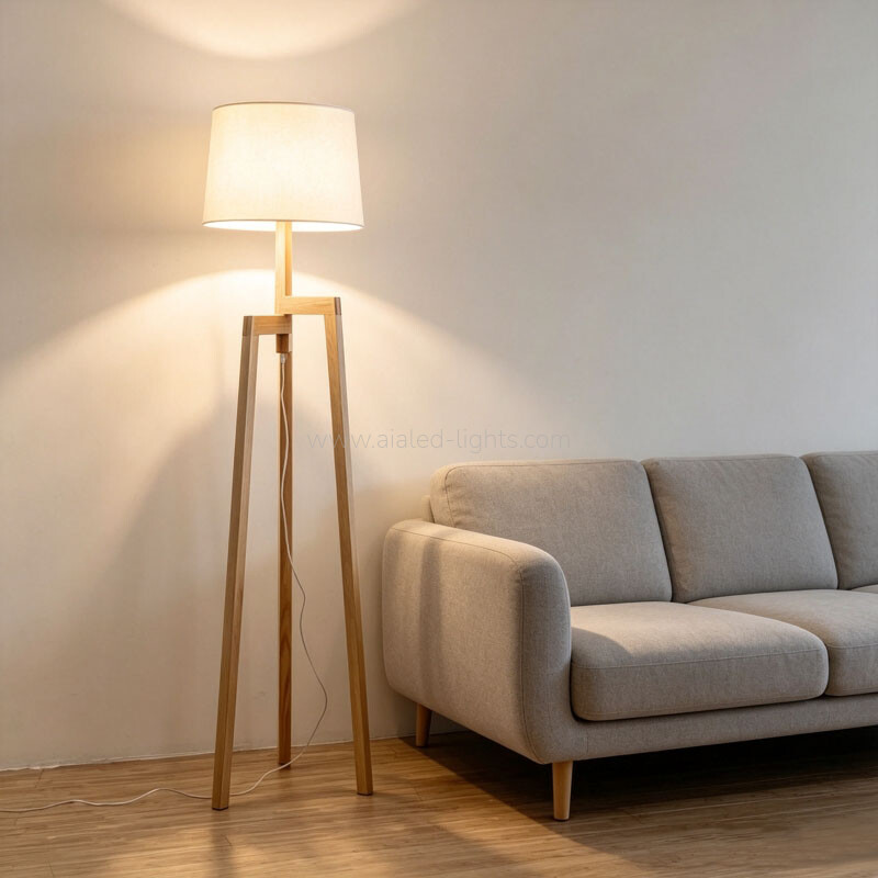wood tripod floor lamp table lamp set linen shade nordic hotel lighting e27