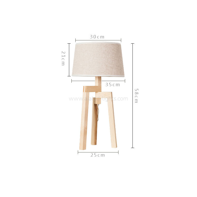 wood tripod floor lamp table lamp set linen shade nordic hotel lighting e27