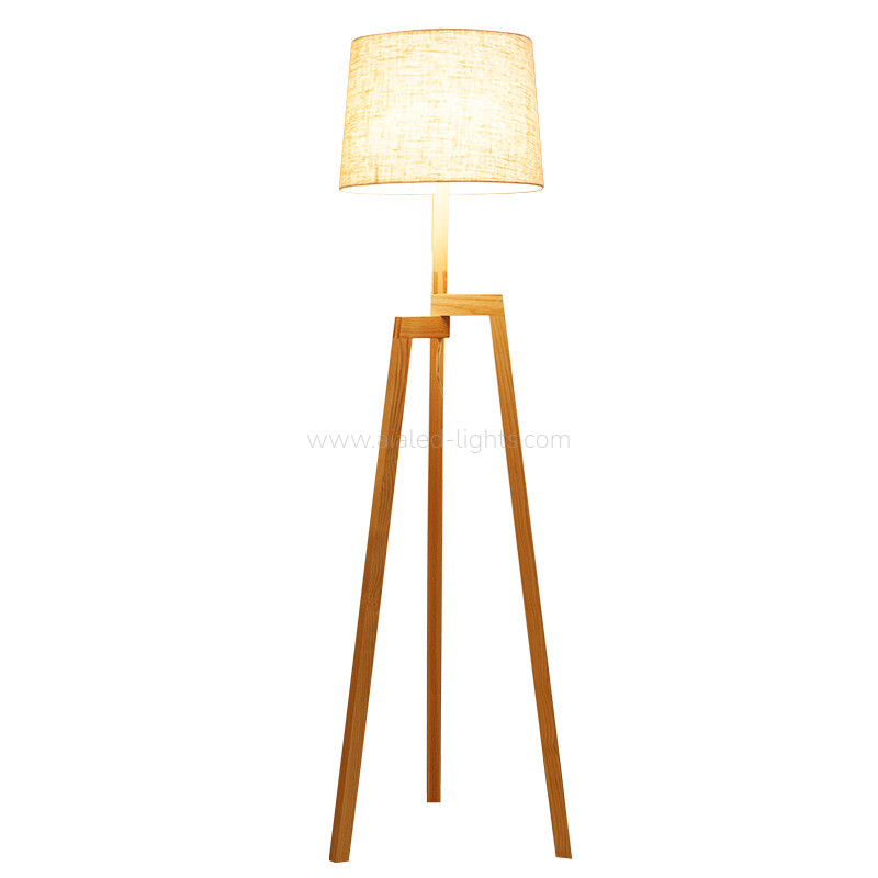 wood tripod floor lamp table lamp set linen shade nordic hotel lighting e27