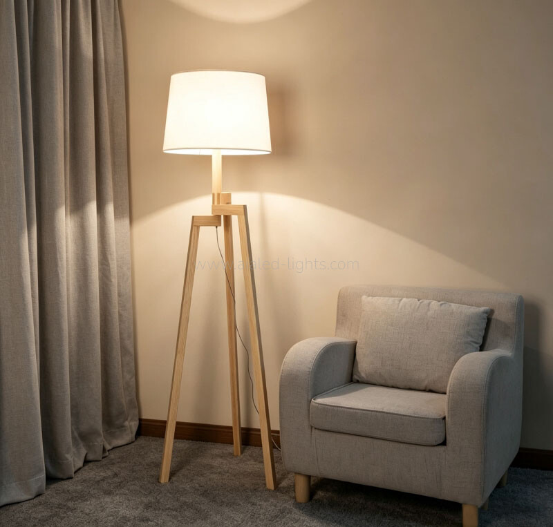 wood tripod floor lamp table lamp set linen shade nordic hotel lighting e27